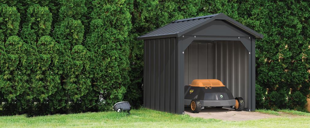 Solid metalgarage til din robotplæneklipper