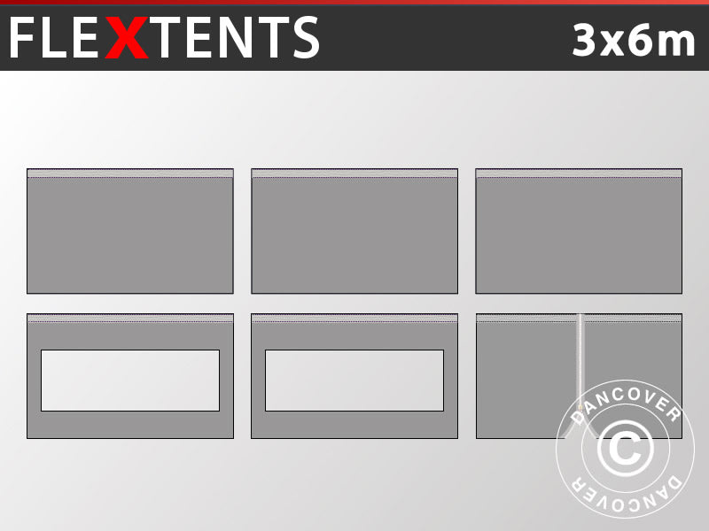 Sidevægge til Foldetelt FleXtents 3x6m, Grå