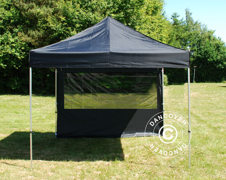 Sidevæg m/panoramavindue til FleXtents 2x2m, 2m, Sort
