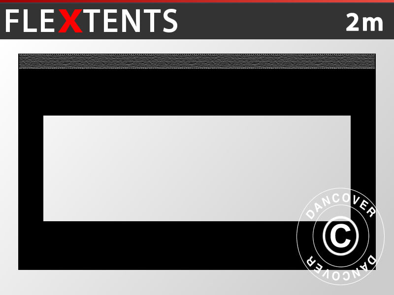 Sidevæg m/panoramavindue til FleXtents 2x2m, 2m, Sort