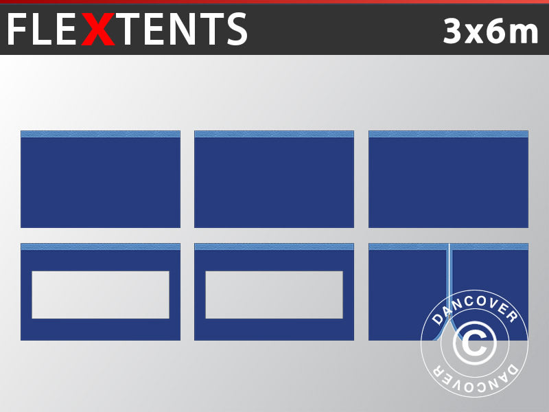 Sidevægge til Foldetelt FleXtents 3x6m, Mørk Blå