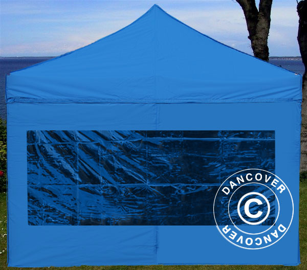 Sidevæg m/panoramavindue til FleXtents, 3m, Blå