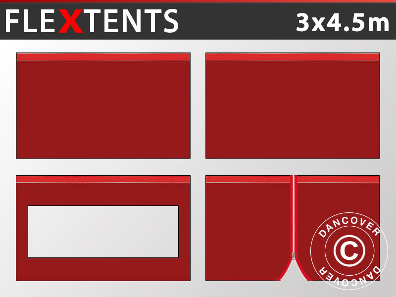 Sidevægge til Foldetelt FleXtents 3x4,5m, Rød