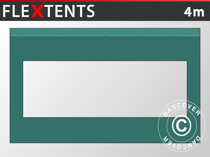 Sidevæg m/panoramavindue til FleXtents, 4m, Grøn