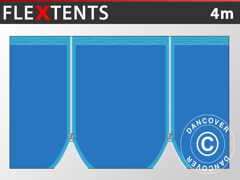 Sidevæg m/lynlåse til FleXtents, 4m, Blå
