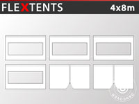 Sidevægge til Foldetelt FleXtents 4x8m, sæt af 6, Hvid