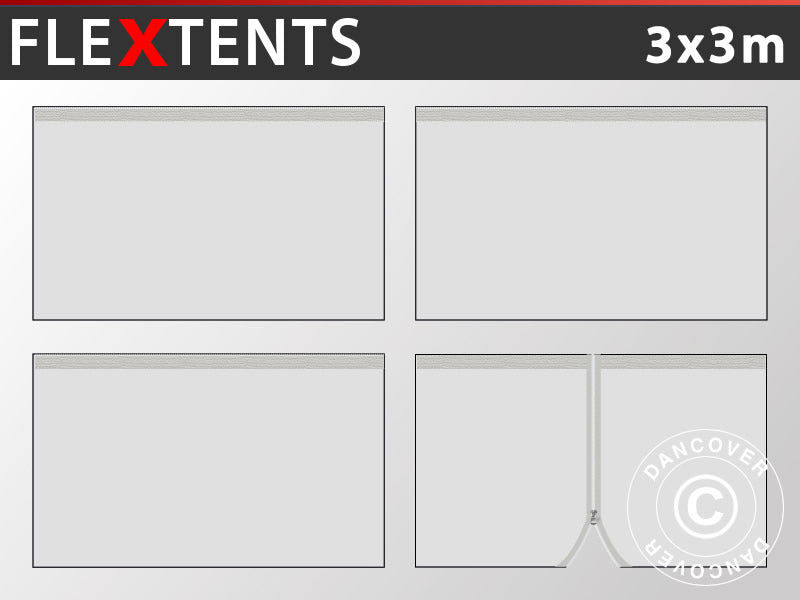 Sidevægge til Foldetelt FleXtents 3x3m, Sølv
