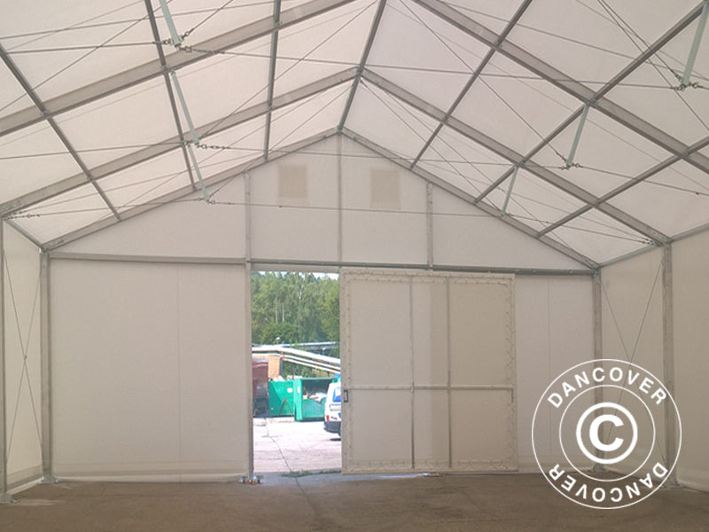 Skydeport til professionel telthal Alu, 4,70m, PVC, Hvid