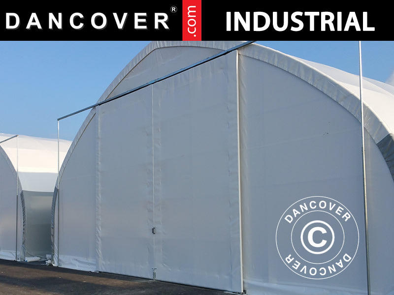 Skydeport 3x3m til telthal, rundbuehal 8m, PVC, Hvid