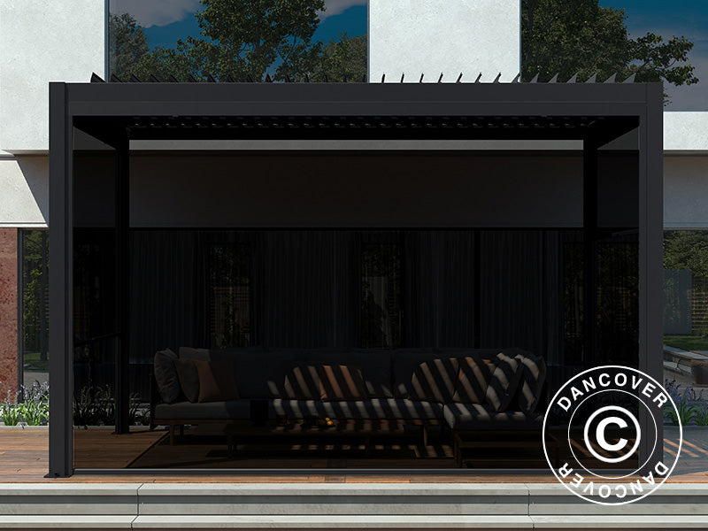 Sidevæg til bioklimatisk pergola pavillon San Pablo, 3m, Sort