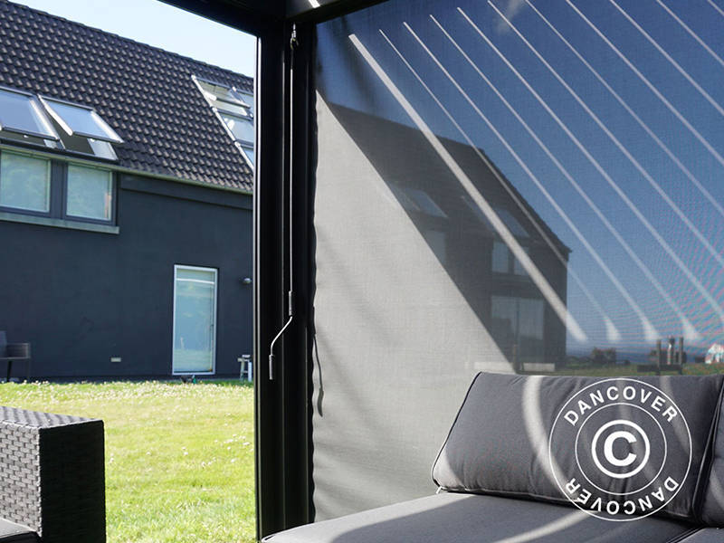 Sidevæg til bioklimatisk pergola pavillon San Pablo, 3m, Sort