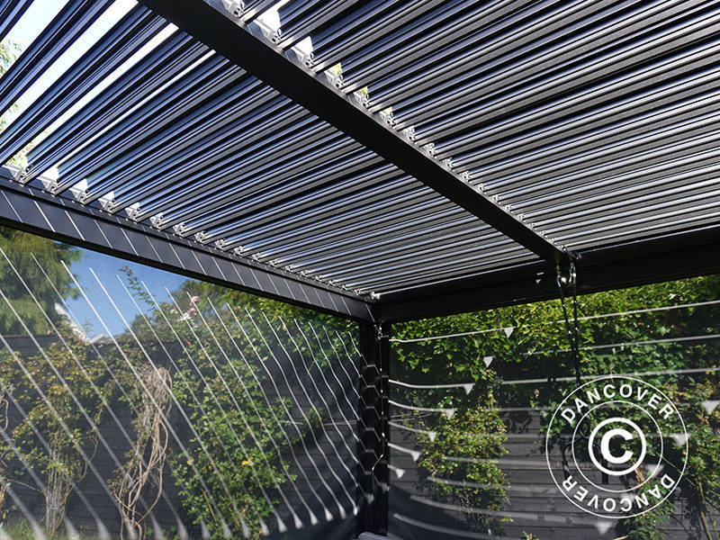 Sidevæg til bioklimatisk pergola pavillon San Pablo, 3m, Sort