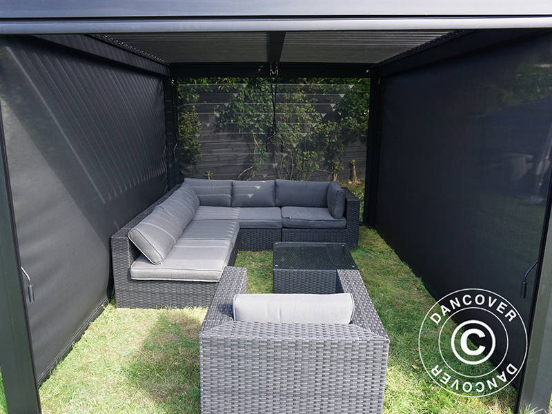 Sidevæg til bioklimatisk pergola pavillon San Pablo, 3m, Sort