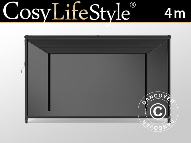 Sidevæg til pergola pavillon San Fernando, 4m, Mørkegrå