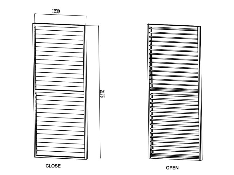 Lamelvæg til bioklimatisk pergola pavillon San Pablo, 1,23x2,175m, Træfinish/Hvid
