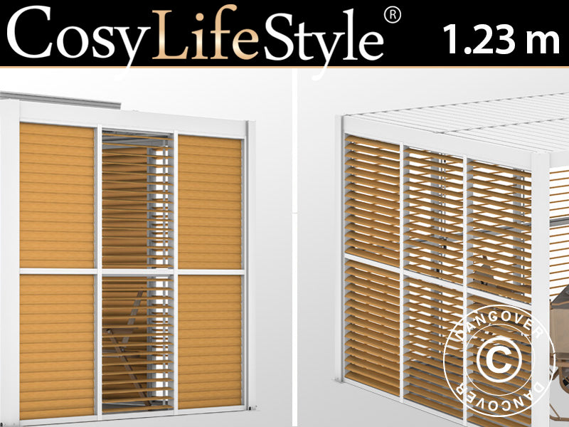 Lamelvæg til bioklimatisk pergola pavillon San Pablo, 1,23x2,175m, Træfinish/Hvid