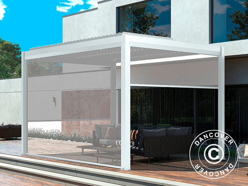 Sidevæg til bioklimatisk pergola pavillon San Pablo, 3m, Hvid/Lysegrå