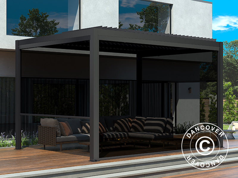 Sidevæg til bioklimatisk pergola pavillon San Pablo, 4m, Sort