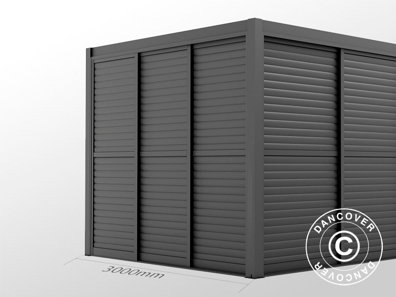 Sliding LouverWall Set 3m f/Pergola SanPablo Black