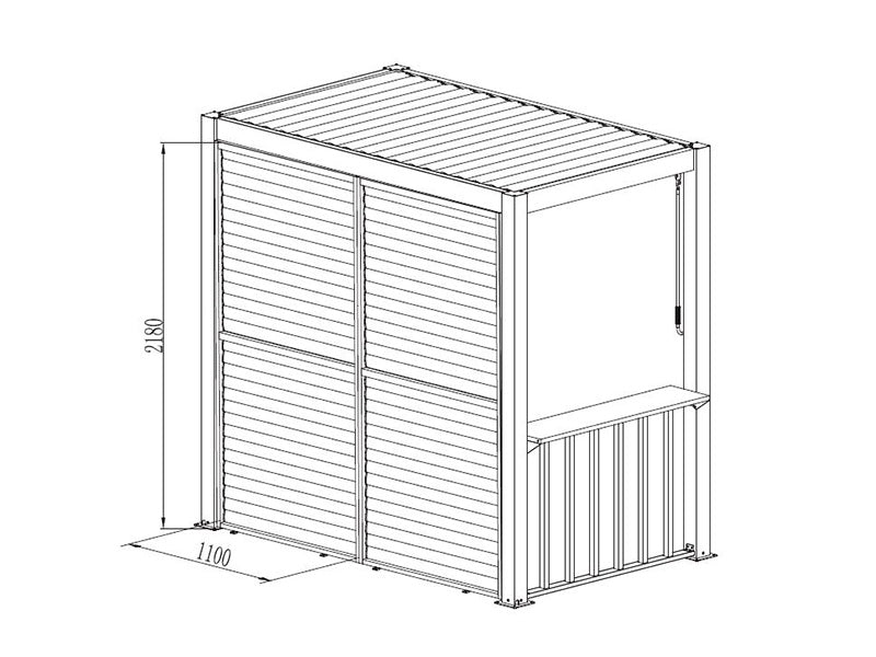 Lamelvæg til grillpergola San Juan, 1,1x2,18m, Sort/Træ-look, 1 stk.