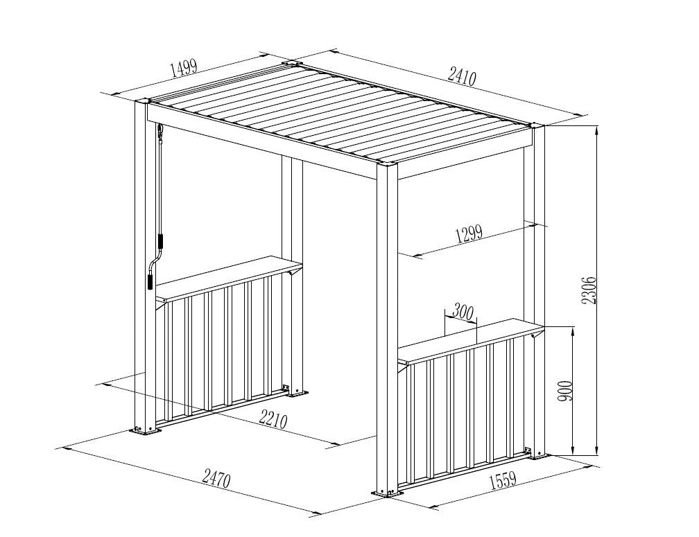 Lamelpaneler til grillpergola San Juan, Sort/Trælook, 2 stk.