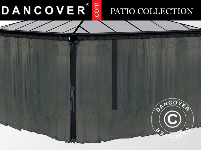 Myggenet til pavillon Palermo og Martinique, 4 stk., Sort