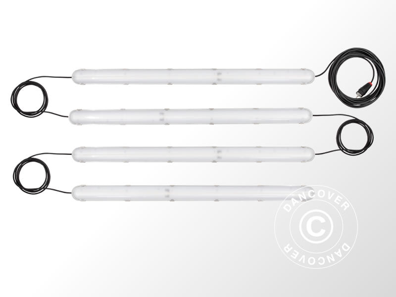 LED armatur m/4 forbundne armaturer, Hvid