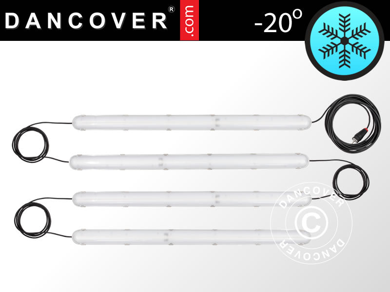 LED armatur m/4 forbundne armaturer, Hvid