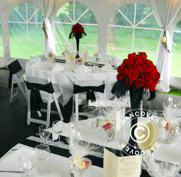 Drapering og gardinpakke, Hvid, til 8x16m (2,6) Partytelt SEMI PRO Plus