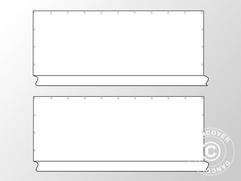 Sidevægge u/vinduer til partytelt PLUS 8m, 2 stk, Hvid