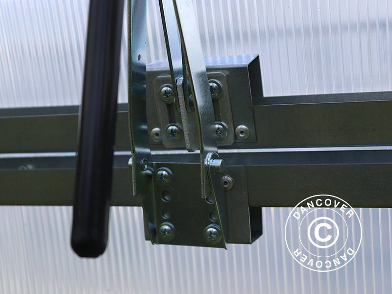 Ventilationsvindue m/automatisk åbner til drivhus Strong NOVA 3m bred, Sølv