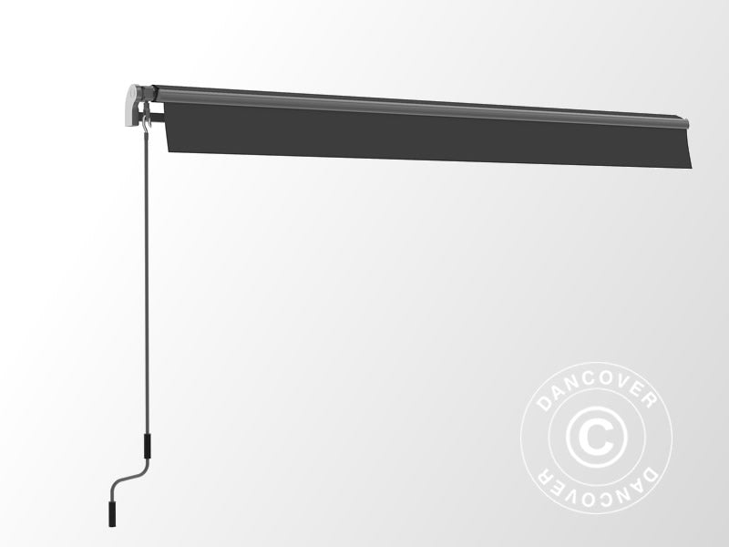 Markise m/manuelt håndsving, 3,95x3m, Grå/Gråt stel