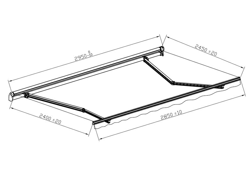 Markise m/manuelt håndsving, 2,95x2,5m, Grå/Gråt stel