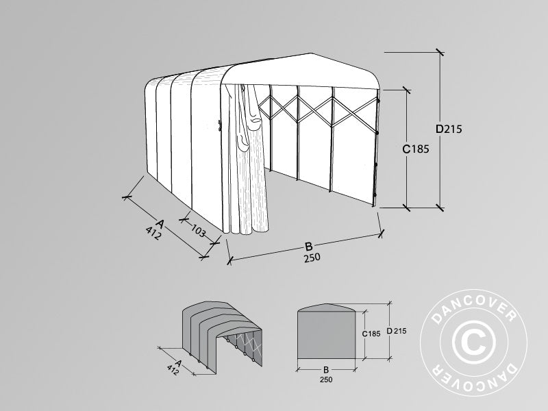 Foldetunnelgarage (Bil), ECO, 2,5x4,12x2,15m, Beige