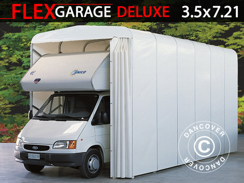 Foldetunnelgarage (Campingvogn), 3,5x7,21x3,9m, Hvid