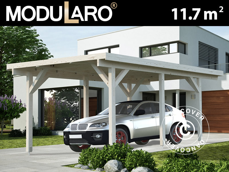 Carport i træ, 3,6x5,12x2,32m, 11,7m², Natur
