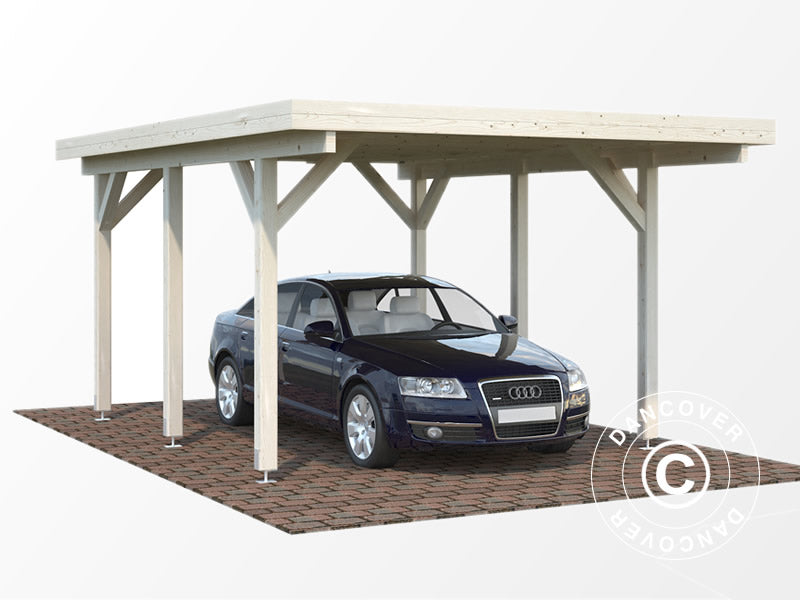 Carport i træ, 3,6x5,12x2,32m, 11,7m², Natur, KOMPLET SÆT