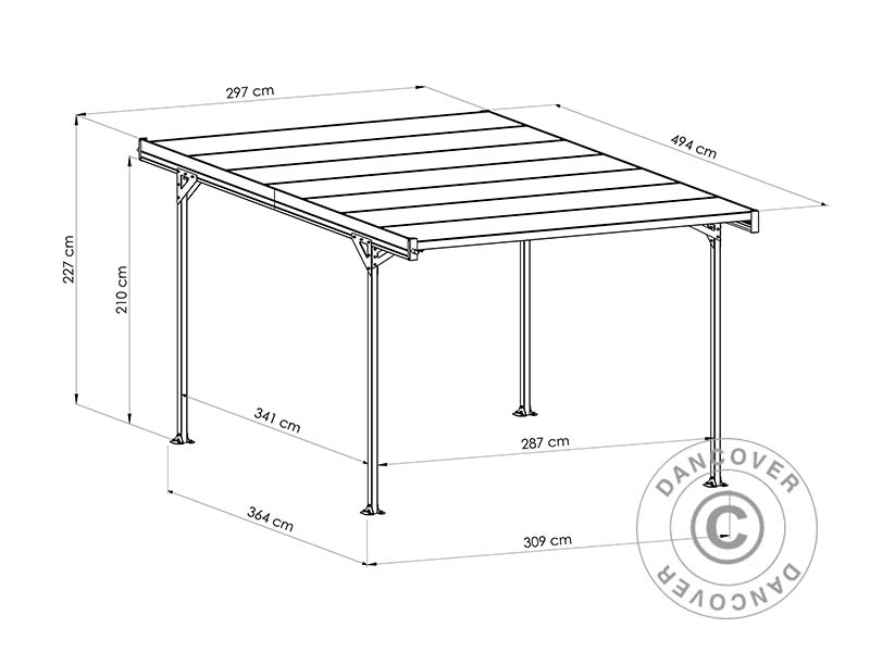 Carport Mistral, 3,09x5,09x2,27m, Antracit