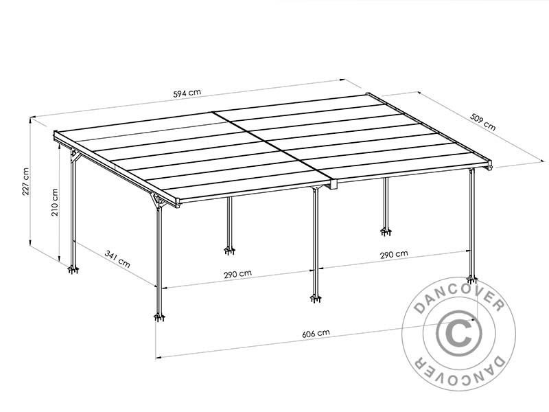 Dobbelt carport Mistral Double, 6,06x5,09x2,27m, Antracit