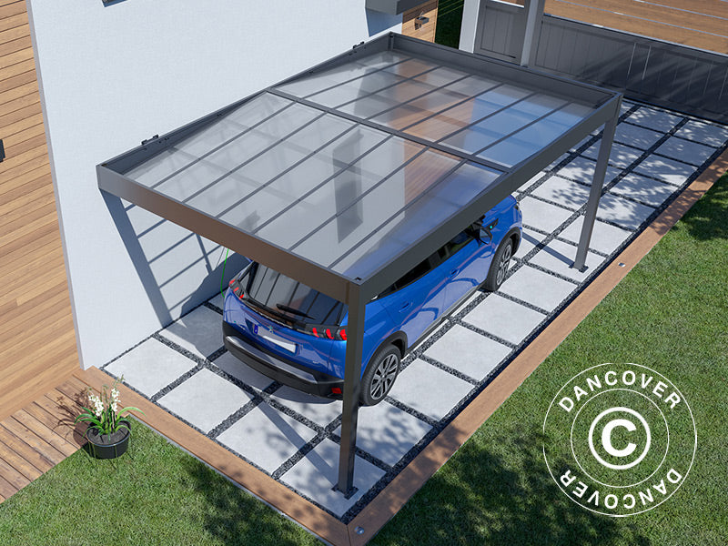 Carport til væg Libeccio Wall, 3,2x5,09x2,34m, Antracit