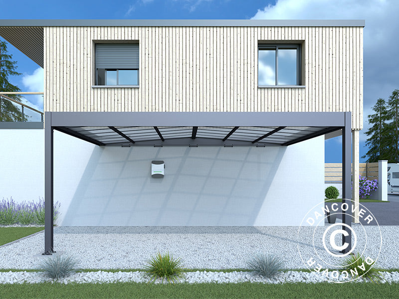 Carport til væg Libeccio Wall, 3,2x5,09x2,34m, Antracit