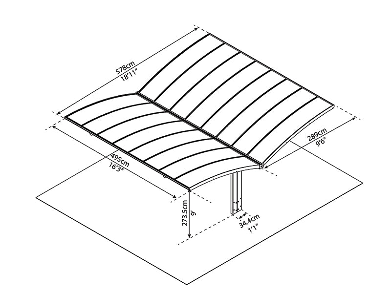 Dobbelt carport Arizona, 5,78x4,95m, Palram/Canopia, Grå