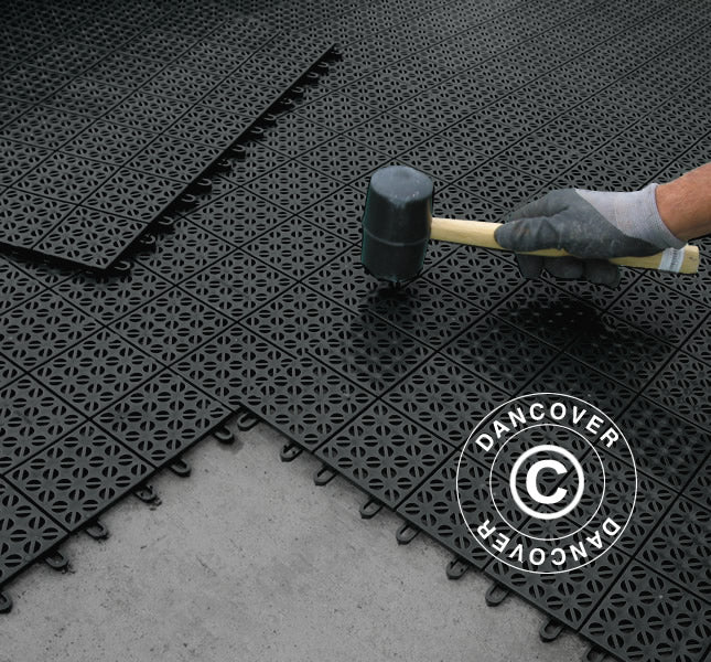 Plastgulv Basic, Multiplate Sort, 1,23 m² (4 stk)