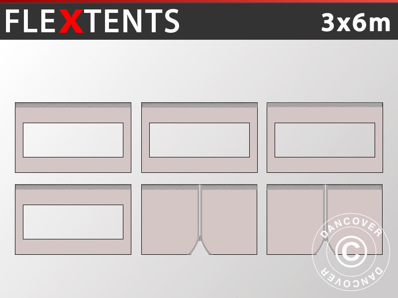 Sidevægge til Foldetelt FleXtents 3x6m, Latte