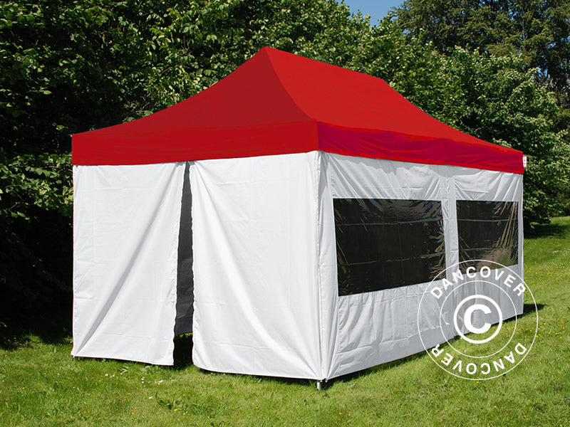 Foldetelt FleXtents® PRO, akutberedskabstelt, 3x6m, Rød/Hvid, inkl. 6 sidevægge