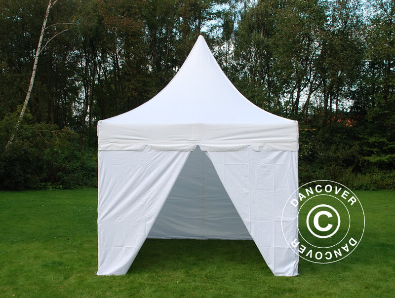 Foldetelt FleXtents PRO Peak Pagoda 3x3m Hvid, inkl. 4 sider