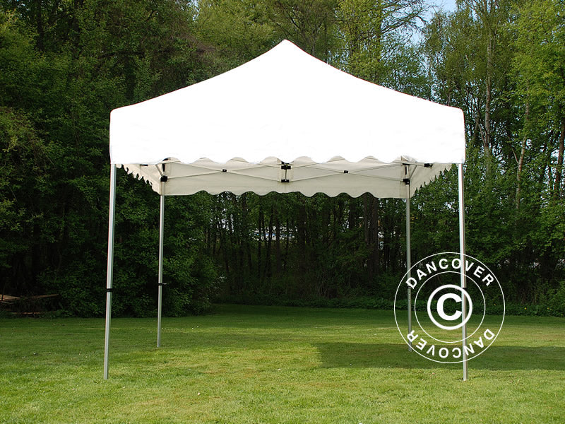 Foldetelt FleXtents PRO "Wave" 3x3m Hvid, inkl. 4 pyntegardiner