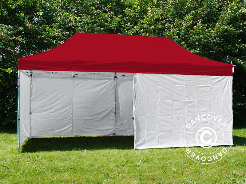 Foldetelt FleXtents® PRO, akutberedskabstelt, 3x6m, Rød/Hvid, inkl. 6 sidevægge