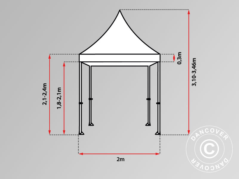 Foldetelt FleXtents PRO 2x2m Blå, inkl. 4 sider