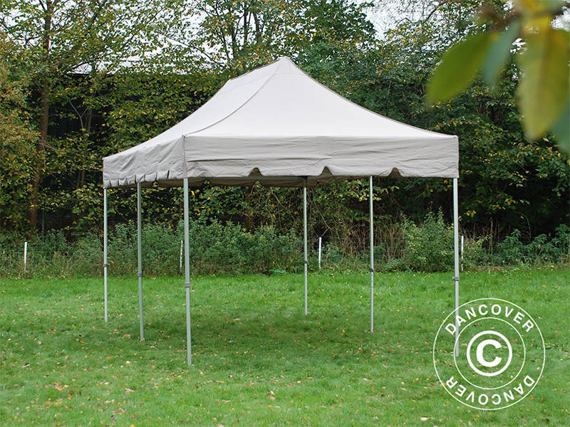 Foldetelt FleXtents PRO "Peaked" 3x6m Latte, inkl. 6 pyntegardiner